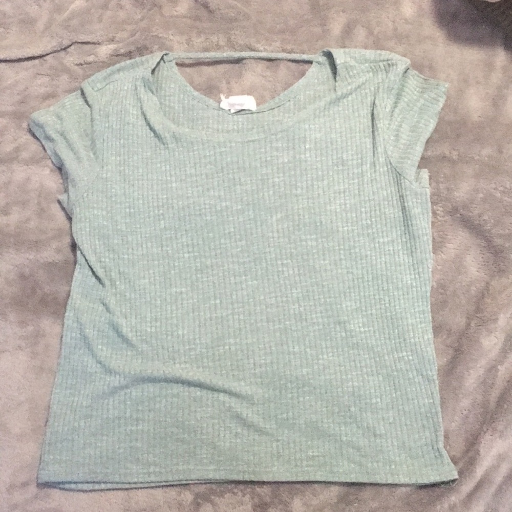 Greenish blue cute crop top